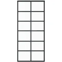 vidaXL Schiebetür ESG-Glas und Aluminium 90x205 cm Schwarz
