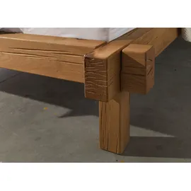 MASSIVMOEBEL24.DE Balkenbett Zerreiche 180x200 tabacco geölt Jangali 322