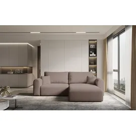 Fun Möbel Ecksofa Sofa FLAVIO mit Schlaffunktion Stoff, Abriamo Altrosa Ottomane Rechts