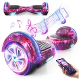 SISIGAD Balance Scooter 6,5 Zoll Dualmotorräder, Hoverboard mit LED-Licht, Smart Bluetooth, 10 km/h, Hoverboard mit LED Lichter Bluetooth,Geschenk für Kinder lila