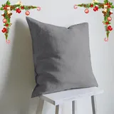 CHUFFED Kissenbezug 80x80 (Set mit 2) - Kissenbezüge aus Leinen Baumwolle- Für Kissen 80 x 80 cm Kissenhülle - Kissenbezug -Oeko-Tex-Zertifiziert, Grau, Umschlag Verschluss, Kein Reißverschluss.