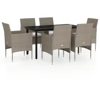 VidaXL 7-tlg. Garten-Essgruppe mit Kissen Beige und Schwarz