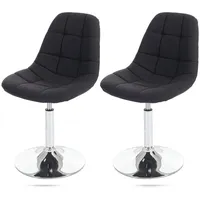 Mendler 2er-Set Esszimmerstuhl HWC-A60, Stuhl Drehstuhl, Chrom - Textil