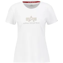 T-Shirt ALPHA INDUSTRIES "Alpha Industries Women - T-Shirts Crystal T Women", Damen, Gr. S, weiß, Obermaterial: 100% Baumwolle, Kurzarm, Shirts