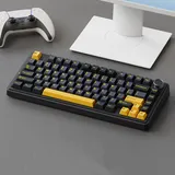 AULA F75 80 Tasten Tri-Mode Angepasste mechanische Gaming-Tastatur Hot-Swap-fähig RGB BT/2.4G/Type-C Kabelgebundene 75% Layout, Schwarz Halbmond-S...