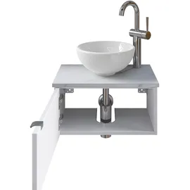 Saphir Waschtisch SAPHIR "Serie 6915 Waschschale mit Unterschrank für Gästebad, Gäste WC", weiß (weiß glanz, marmor weiß, weiß glanz), B:51cm H:39,8cm T:35cm, Waschtische, Waschtisch, 51 cm breit, 1 Tür, Waschtischplatte, kleine Bäder, ohne Armatur