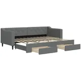 vidaXL Tagesbett Ausziehbar mit Schubladen Dunkelgrau 80x200 cm Stoff1886850