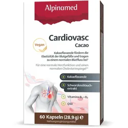 Alpinamed® Cardiovasc Cacao unterstützt Herz und Gefäße mit Kakaoextrakt, Schwarzknoblauchextrakt und Coenzym Q10, vegan