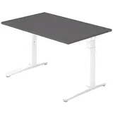 HAMMERBACHER XB12 höhenverstellbarer Schreibtisch grafit rechteckig, C-Fuß-Gestell weiß 120,0 x 80,0 cm