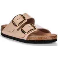 Birkenstock Damen Sandale Arizona Big Buckle Naturleder Lack normal Beige 42 - 42 EU Schmal