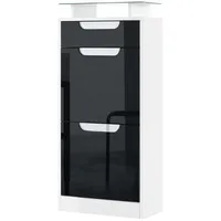 Vladon Schuhschrank, Schwarz Hochglanz, Holzwerkstoff, 46x104x23 cm, Garderobe, Schuhaufbewahrung,