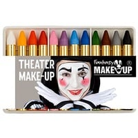 NEU Kinderschminke Karneval Theater-Make-Up / Creme-Schminkstifte auf Fettbasis, in Kunststoffbox, 12 Stück