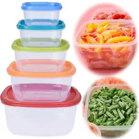 LS-LebenStil 5-fach Frischhaltedosen Keep & Fresh Set 225-1900ml Vorratsdosen Stapelbar Deckel Meal Prep Boxen Küche Gefrierdosen Brotdose Jausenbox - Bunt