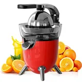 WOOX MX0217 elektrische Orangenpresse, 100 W, ABS + Edelstahl, Rot, Zitruspresse aus Edelstahl mit neuem ultrastarkem Motor und weichem Griff für müheloses Entsaften, Abschaltautomatik, spülmaschinenfeste Teile, Fruchtfleischregulierung