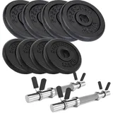 ScSPORTS® Hantelset - 10/20kg, 1/2 Kurzhantelstangen, Stahl, 30mm, Scheiben, Gusseisen - Kurzhanteln, Kurzhantelset, Kurzhantelstange mit Gewichten, Kurzhantel Set für Gym (15 KG (4x2.5 + 4x1.25))