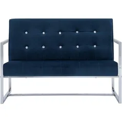 vidaXL 2-Sitzer-Sofa mit Armlehnen Blau Chrom und Samt