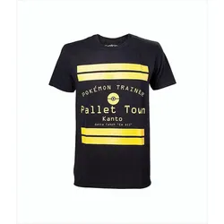 Pokemon Pallet Town Kanto Bedrucktes Herren Kurzarm T-Shirt Schwarz, L