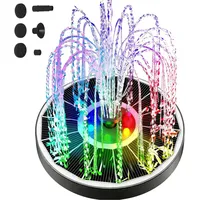 LED Solar Springbrunnen, Solar schwimmender Fontäne Pumpe, Solar Teichpumpe mit 4 Düsen, Solarbrunnen für Draussen, Buntes Teichpumpe Solarbrunnen für Garten Fischteich Wasserspiel Vogel-Bad