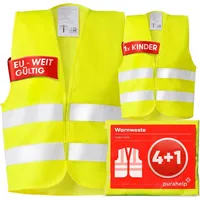 purahelp Warnweste Auto Gelb 1 Kinderweste 4 Erwachsenenwesten, DIN EN 20471