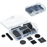Relaxdays Möbelgleiter, Filz, EVA, Möbelpads selbstklebend, Filzgleiter & Antirutsch-Pads mit Box, schwarz