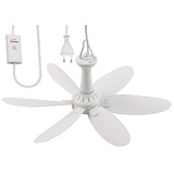 Sichler Haushaltsgeräte Mobiler Decken-Ventilator mit 6 Flügeln, Timer, Aufhänger, 43 cm, 7 W