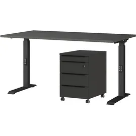 Germania Büromöbel-Set Mailand, (2-tlg), inkl. Schreibtisch und Rollcontainer grau 140 cm