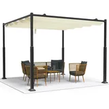 VOUNOT Pergola Pavillon 3x3m wasserdicht stabil Winterfest, Gartenpavillon Metall mit Terrassenüberdachung freistehend, Sonnenschutz für Garten Terrasse & Balkon, Beige