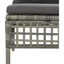 vidaXL 3-tlg. Garten-Lounge-Set mit Kissen Grau Poly Rattan
