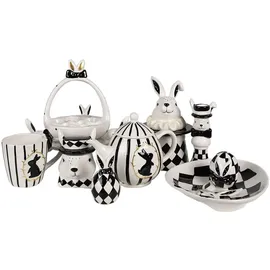 Clayre&Eef Clayre & Eef Vorratsglas Kaninchen 11 cm Weiß Schwarz Keramik - Weiß