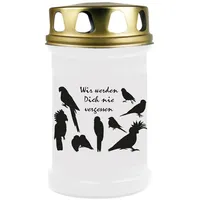 HS Candle Grabkerze, Grabkerze (40 bis 170 Stunden Brenndauer), mit vers. Motiv weiß