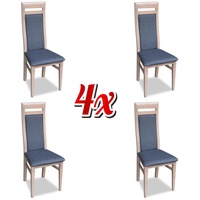 JVmoebel Stuhl, Stühle Küche Esszimmer Stoff Holz Set 4x Design Stuhl Textil Lehnstuhl Polster blau