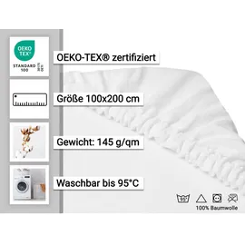 ZOLLNER Spannbettlaken Baumwolle-Jersey 100 x 200 cm weiß