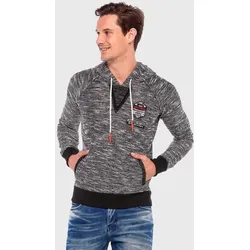 Kapuzenpullover CIPO & BAXX "Sweatshirt", Herren, Gr. S, grau (anthrazit), 100% Baumwolle, meliert, casual, Langarm, Pullover, mit melierten Design