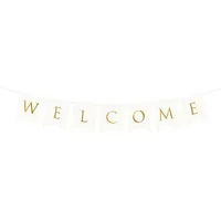 Partydeco Wimpelkette Girlande 15 x 95 cm Weiß/Gold