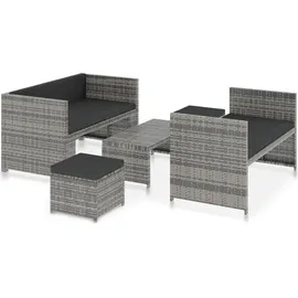 vidaXL Polyrattan Lounge-Set mit Auflagen 5-tlg. grau 48134