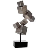 Casablanca modernes Design Casablanca Design Metall Deko Skulptur Cubes - Würfel - Silber-Antik-Finish - schwarzer Sockel - Höhe 56 cm