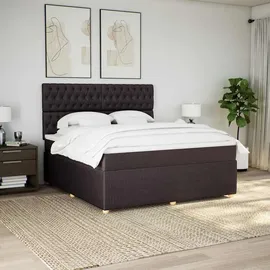 vidaXL Boxspringbett mit Matratze Dunkelbraun 180x200 cm Stoff