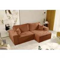 Fun Möbel Ecksofa Schlafsofa flosi Stoff Raven Rostbraun Ottomane