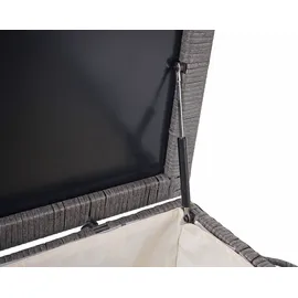 Mendler Poly-Rattan Kissenbox HWC-D88, Gartentruhe Auflagenbox Truhe Premium grau, 80x160x94cm 950l