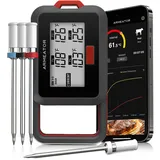 Fleischthermometer Kabellos mit APP Digital Bratenthermometer Kabellos, Grillthermometer Kabellos Bratenthermometer Digital, Backofenthermometer, Küchenthermometer LCD für Kochen, Fleisch, Grillen,BBQ
