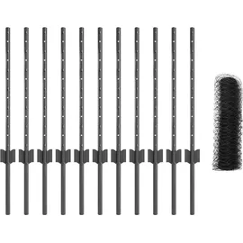 vidaXL Zaun mit Pfosten 0,5 x 25 m Grau/Stahl