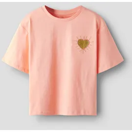 NAME IT T-Shirt NAME IT "NKFBEATRICE SS NREG SH TOP BOX PS NOOS", Mädchen, Gr. 158/164, desert flower, Jersey, Obermaterial: 100% Baumwolle, bestickt, unifarben, taillenbedeckt, Rundhals, Shirts T-Shirt