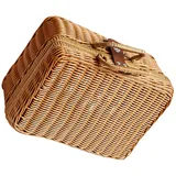 FUNOMOCYA Geflochtener Rattan-Koffer Aufbewahrungskorb Aus Weide Vintage Picknickkorb Mit Deckel Handgewebter Weidenkorb Für Kleidung Rattan-Organizer Für Schrank Und Bad
