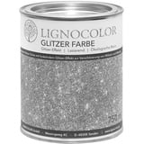 Lignocolor Glitzer Farbe (750 ml, Silber) Möbel und Wände in Glitter Optik, Effektfarbe Glitzereffekt, nicht deckend (transparent)– Made in Deutschland