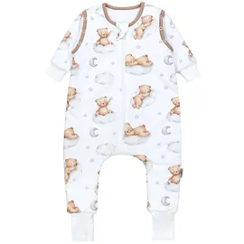 TupTam Schlafsack mit Beinen und Ärmeln OEKO-TEX zertifizierte Materialien, Winterschlafsack 2,5 TOG Unisex, Farbe: Bären auf Wolken/Weiß/Braun, Größe: 68-74 - 68-74