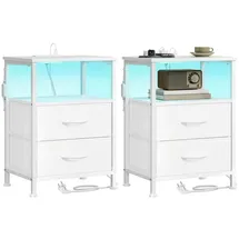 Songmics Nachttisch mit LED-Beleuchtung 2er Set 0 x 0 x 0 cm Weiß
