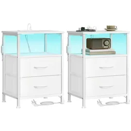 Songmics Nachttisch mit LED-Beleuchtung 2er Set 0 x 0 x 0 cm Weiß