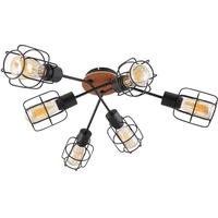 Deckenlampe Deckenstrahler Esszimmerlampe Holz 6-flammig Gitter-Design D 78,5 cm