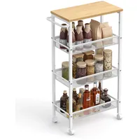 VASAGLE Beistellwagen, Beige, Holzwerkstoff, 22x77x46 cm, Esszimmer, Servierwagen