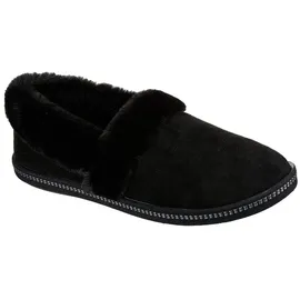 SKECHERS Cozy Campfire Team Toasty Slippers, Black Microfiber/Faux Fur Line, 39